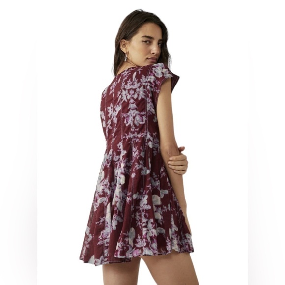 Free People Sully Mini Dress Floral Raisin Combo Festival Boho - Picture 5 of 16